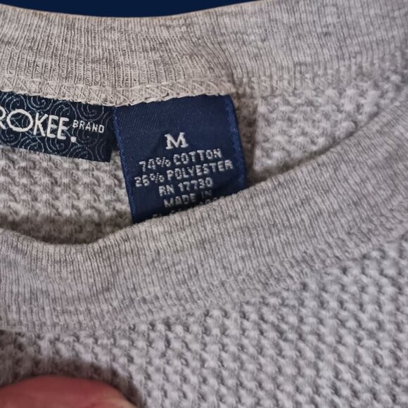 Cherokee Waffle Knit Long Sleeve Shirt  Gray Heather Medium Unisex - Picture 3 of 6